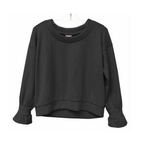 NEW FOR ALL SEASONS kids pullover sweater w/ ruffle sleeve in black
